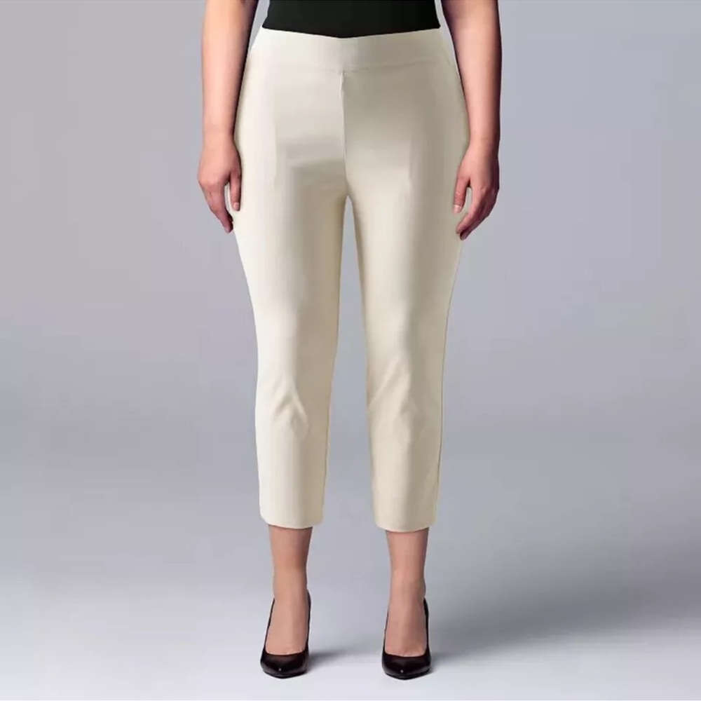 SIMPLY VERA VERA WANG Cream Pull On Crop Pants